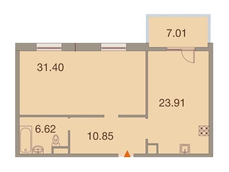 Однокомнатная квартира в : площадь 76.29 м2 , этаж: 5 – купить в Санкт-Петербурге